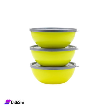 Rainbow Bowls Set with Lid 1910 - Yellow