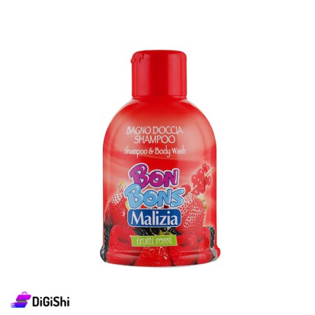 شامبو وجل استحمام 2 ب 1 برائحة الفواكه الحمراء Malizia Bon Bons