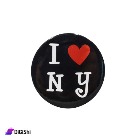 دبوس طباعة بلاستيك I LOVE NY - أسود