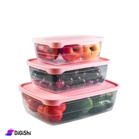 Rainbow 2134 Rectangle Plastic Bowls Set - Pink