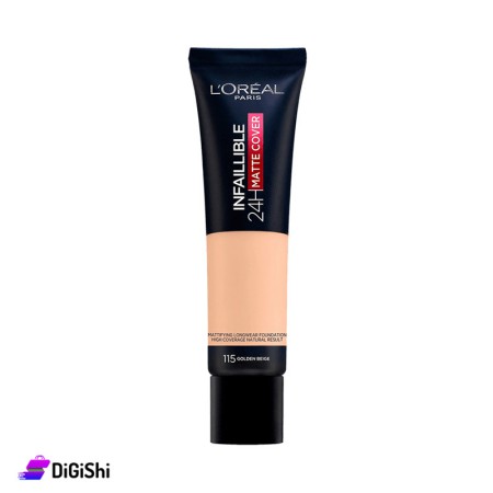 كريم أساس غير لامع يدوم 24 ساعة - 115 غولدن روز L'OREAL PARiS
