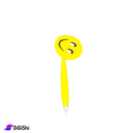 (A) - Blue Silicone Pen With Emoji Head - Yellow