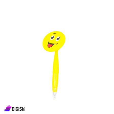 قلم كتابة أزرق سيليكون مع رأس - أصفرEmoji - (B)
