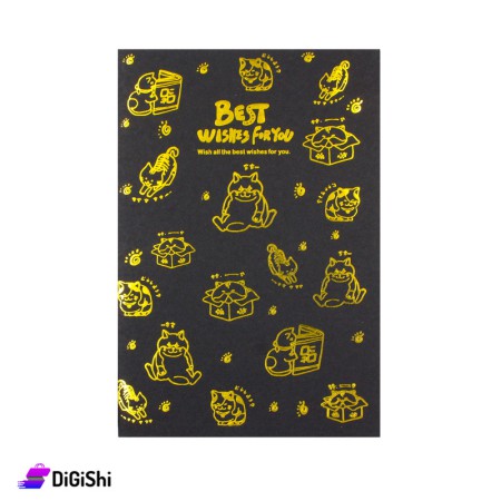 Cats Black Paper Notebook A5 - Golden