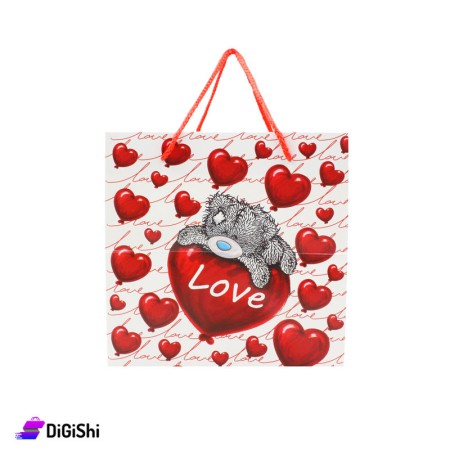 Small Square Cartoon Gift Bag - Red