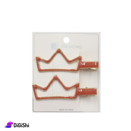 Metal Hair Clip - Crown - Orange