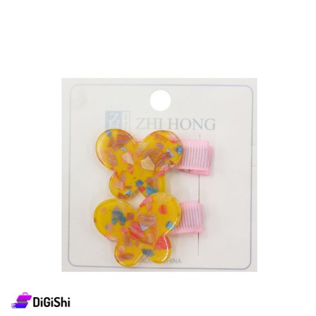 Metal Hair Clips - Yellow Butterflies