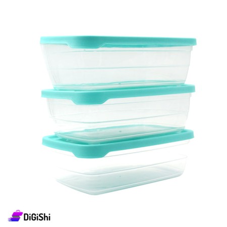 Rainbow Rectangle Plastic Bowls Set 2 liters 2136 - Light Tiffany