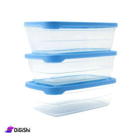 Rainbow Rectangle Plastic Bowls Set 2 liters 2136 - Light Blue