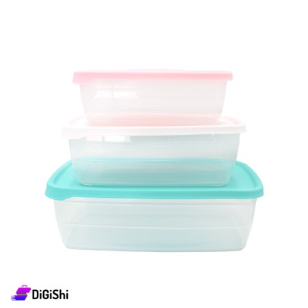 Rainbow Rectangular Plastic Bowls Set 2134 - Pink & White & Tiffany
