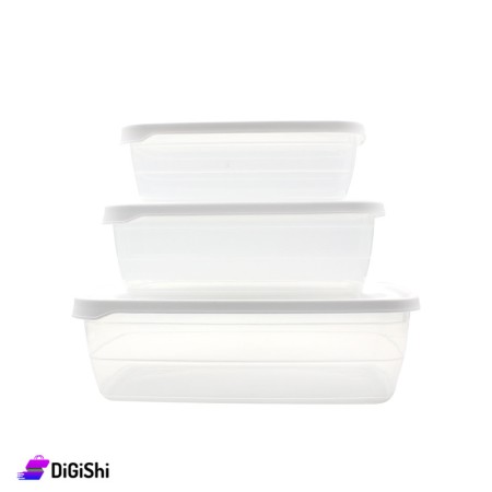 Rainbow Rectangular Plastic Bowls Set 2134 - White