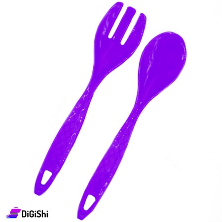 Plastic Pouring Fork & Spoon - Purple