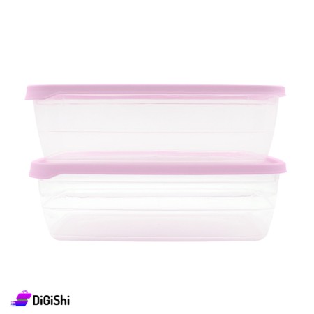 Rainbow Rectangle Plastic Bowls Set 2137 - Light Pink