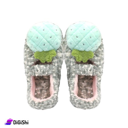 Kids' Fur Winter Fluffy Slippers - Olive